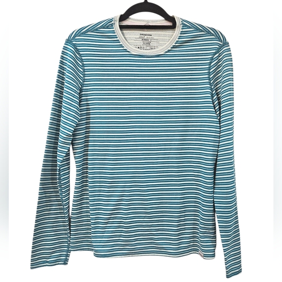 Patagonia Capilene 3 Top Striped Thermal Midweight Green Size L - Picture 1 of 7